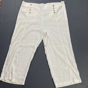 J. Jill Women's Linen Blend Wide Leg Crop Pants W/Stretch White NWT Sz 18 Artsy